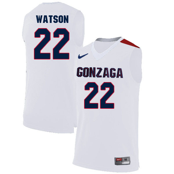 Men #22 Anton Watson Gonzaga Bulldogs College Basketball Jerseys Sale-White - Click Image to Close